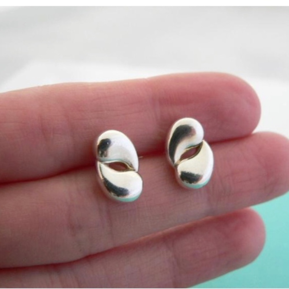 Silver Elsa Peretti Double Teardrop Earrings